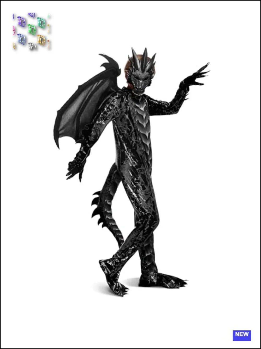 Kids Dragon Costume Set with Mask Wings Tail Gloves Halloween Dress Up